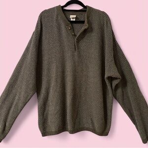 GreatLand Made USA Chunky Knit Henley Sweater | Size L | Olive Green